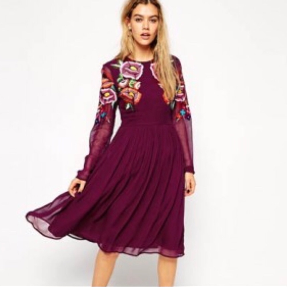 ASOS Premium skater dress w/ large bright flowers